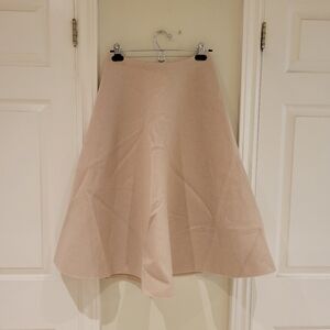 Oak + Fort Blush Cream A-Line Midi Wool Skirt